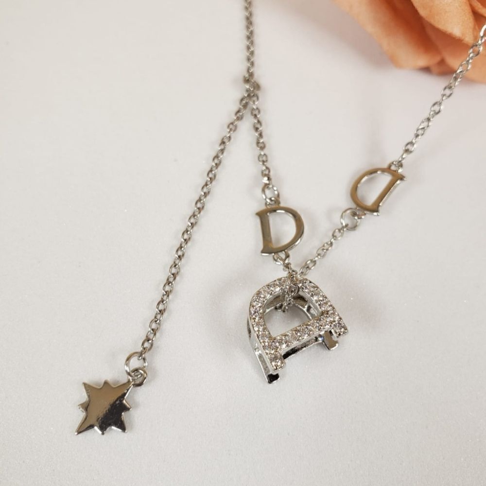 Brand New Silver Rhinestone Letter D Necklace